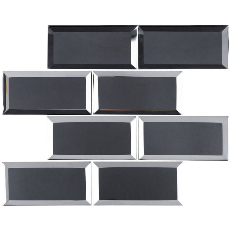 Black Glass Mosaic Sheet with Micro-Beveled Edges