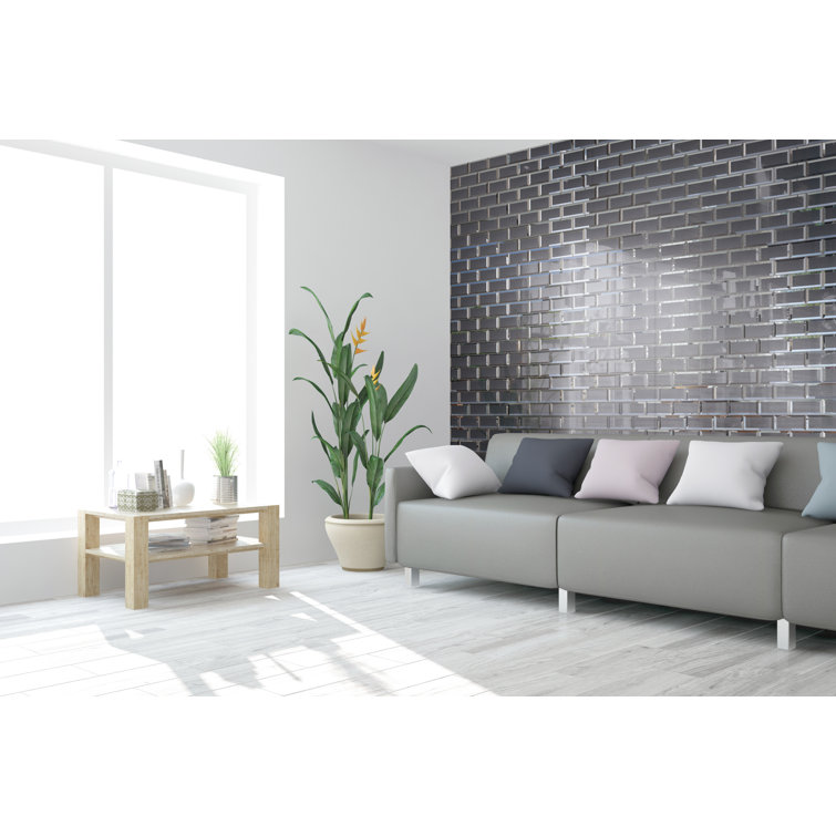 Black Glass Mosaic Sheet with Micro-Beveled Edges
