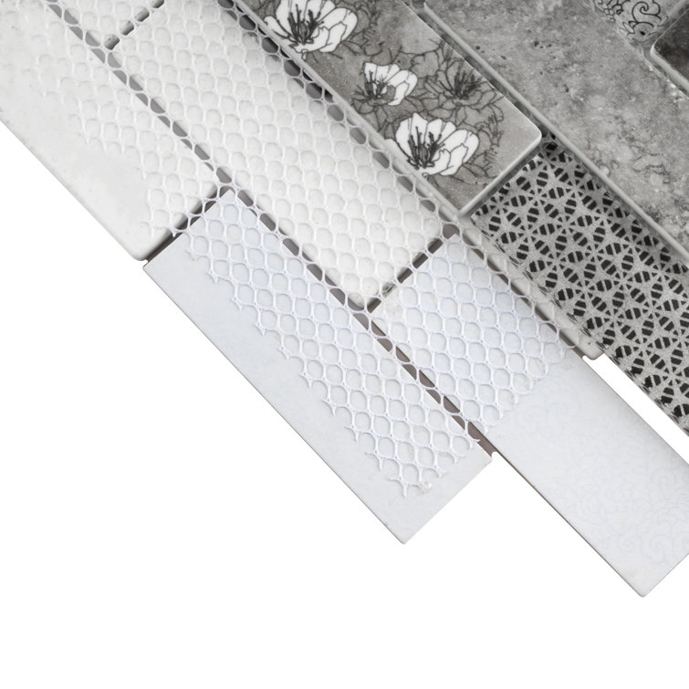 Gray Recycled Glass Brick Mosaic Wall Tile Sheet