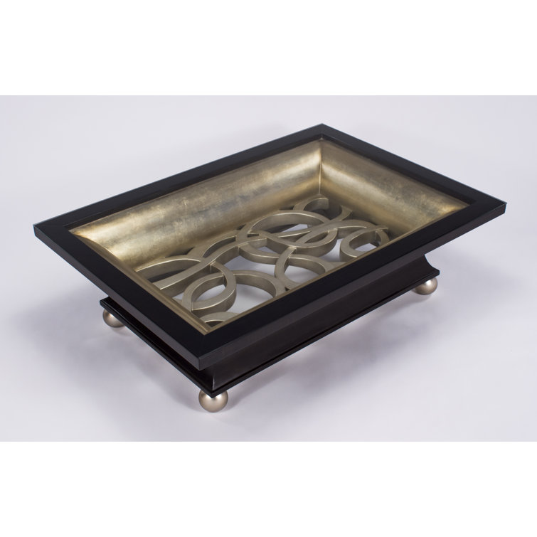 Rectangular Black and Silver Glass Top Coffee Table