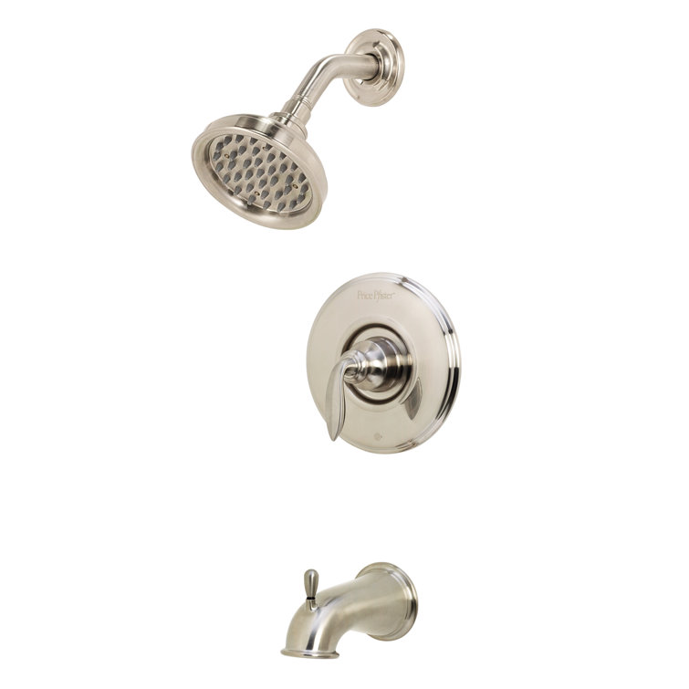 Brushed Nickel Wall Mounted Tub and Shower Faucet Set