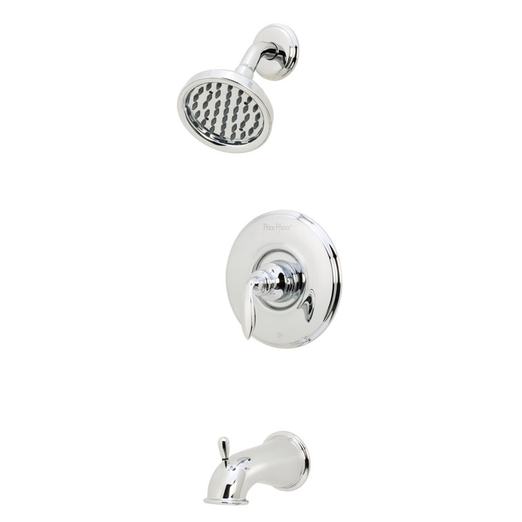 Polished Chrome Wall Mounted Tub and Shower Faucet Set