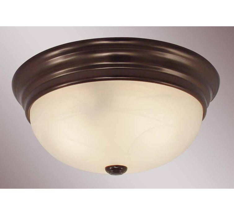 Croghan Antique Bronze 3-Light Flush Mount with Alabaster Glass