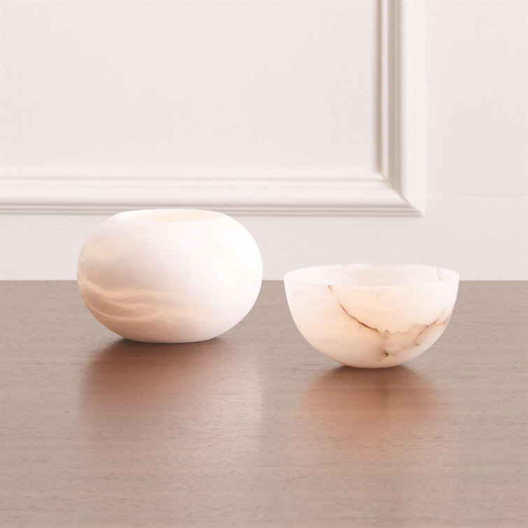 White Alabaster Round Tea Light Holder