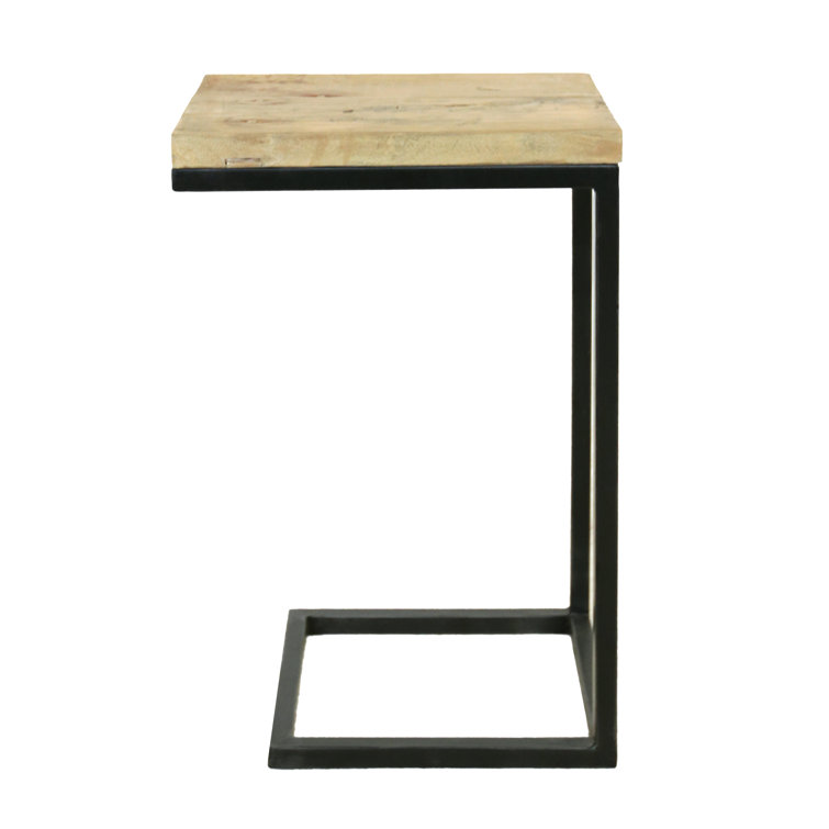 Black and Brown Elm and Steel Rectangular End Table