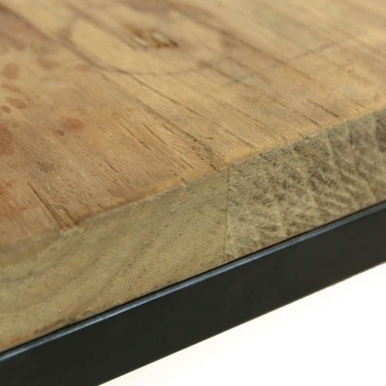 Black and Brown Elm and Steel Rectangular End Table