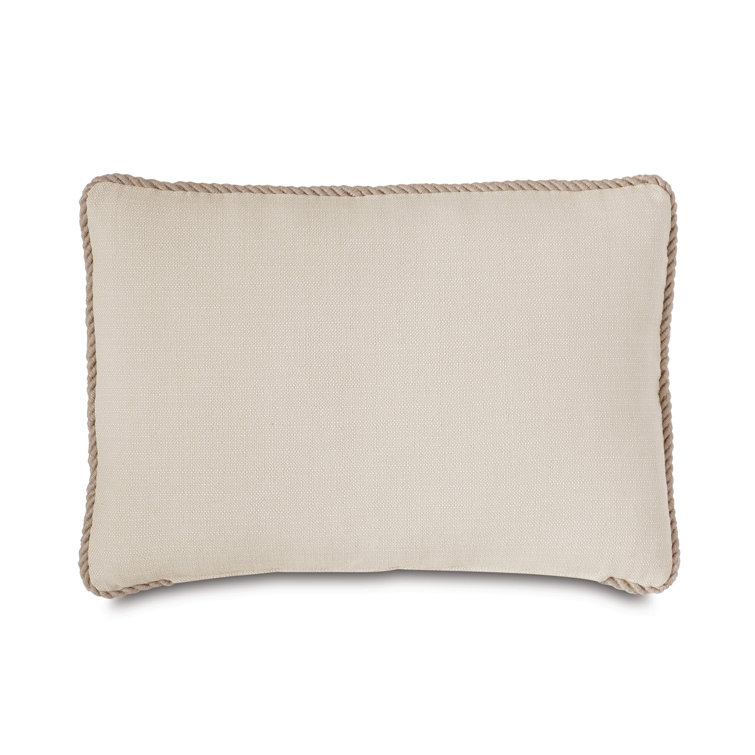 Naya Geometric Black and Beige Lumbar Pillow with Fringe