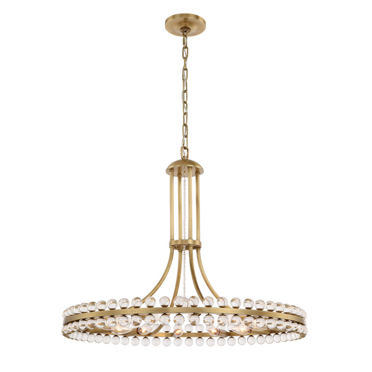 Clover Aged Brass 12-Light Chandelier with Glass Ball Accents