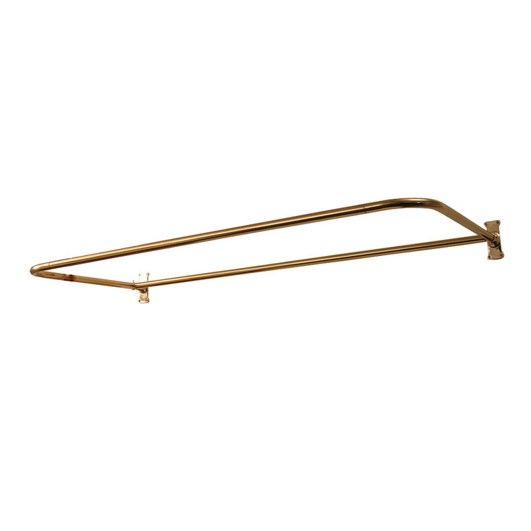 60'' Polished Brass D-Shaped Wall Mounted Shower Curtain Rod