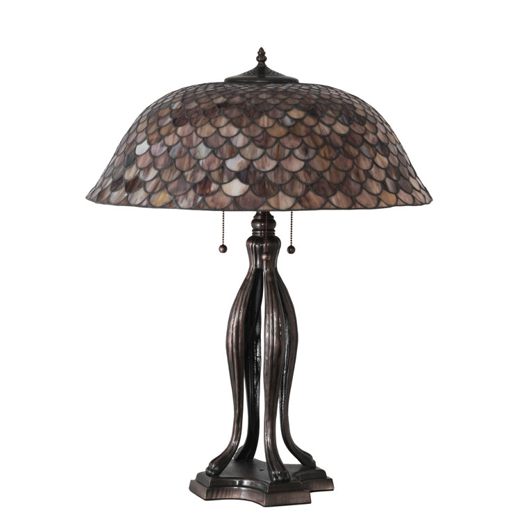 Mahogany Bronze 30" Tiffany Fishscale Table Lamp