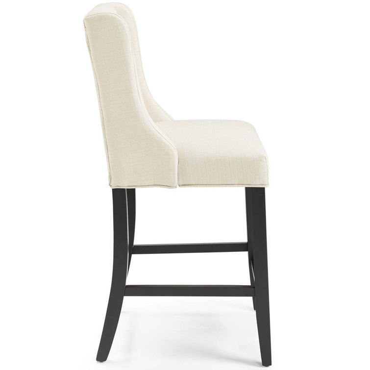 Beige Tufted Button Upholstered Counter Bar Stool Set of 2