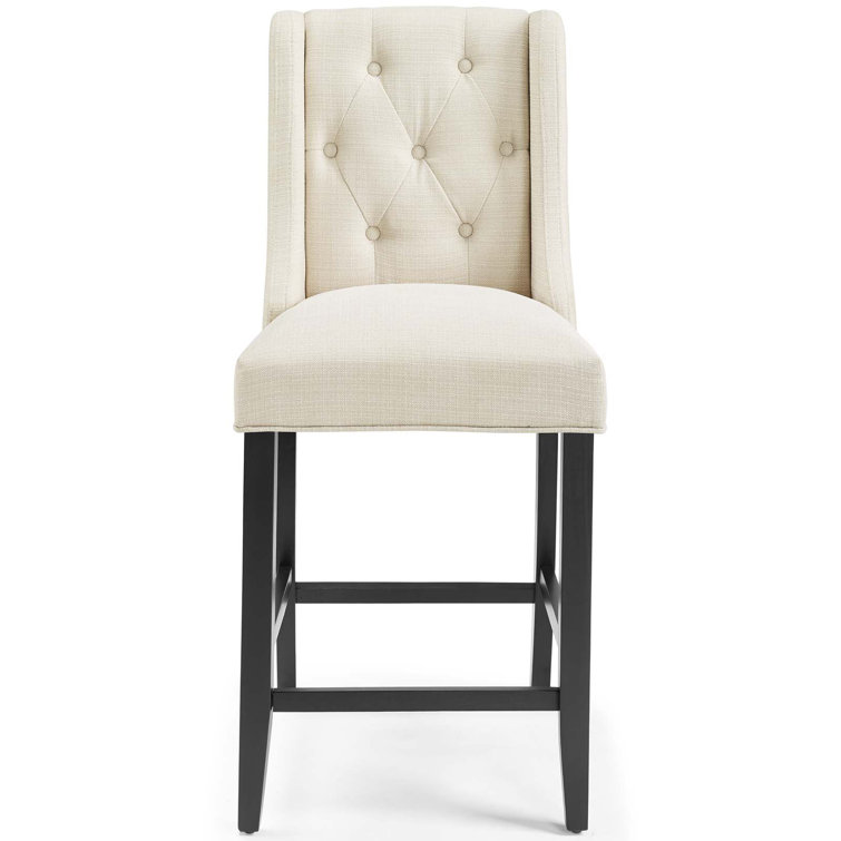 Beige Tufted Button Upholstered Counter Bar Stool Set of 2