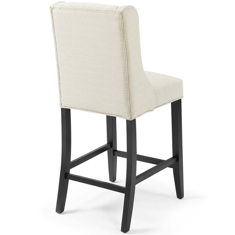 Beige Tufted Button Upholstered Counter Bar Stool Set of 2