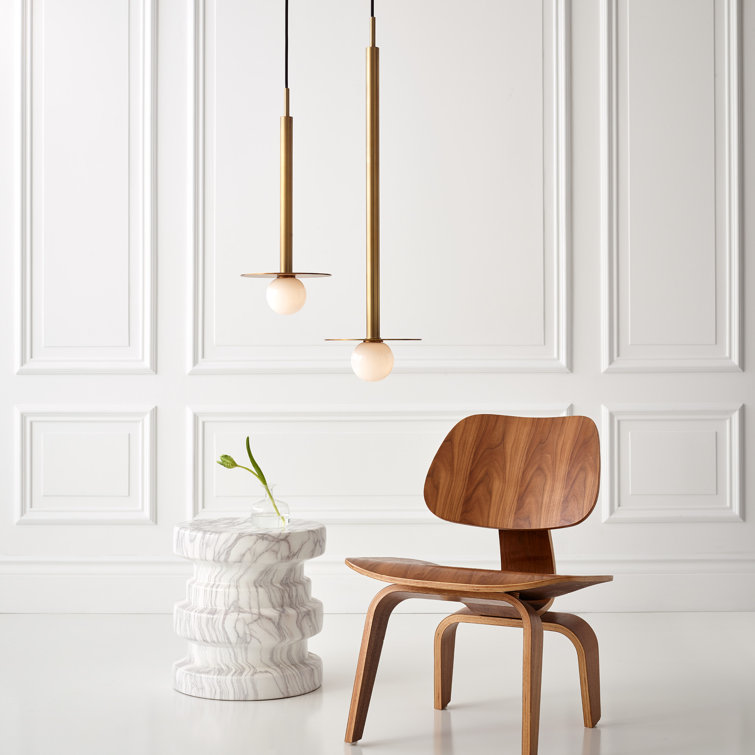 Polished Nickel Globe Pendant Light with Glass Diffuser