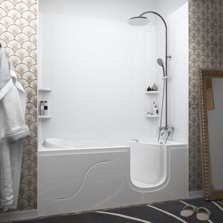 Ashton 60'' White Acrylic Walk-In Soaking Bathtub