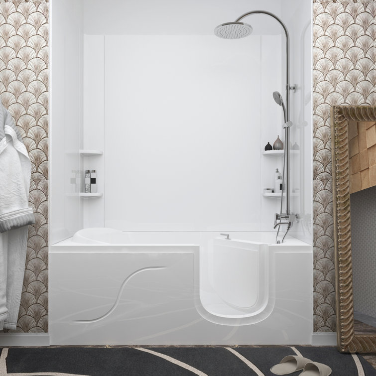 Ashton 60'' White Acrylic Walk-In Soaking Bathtub
