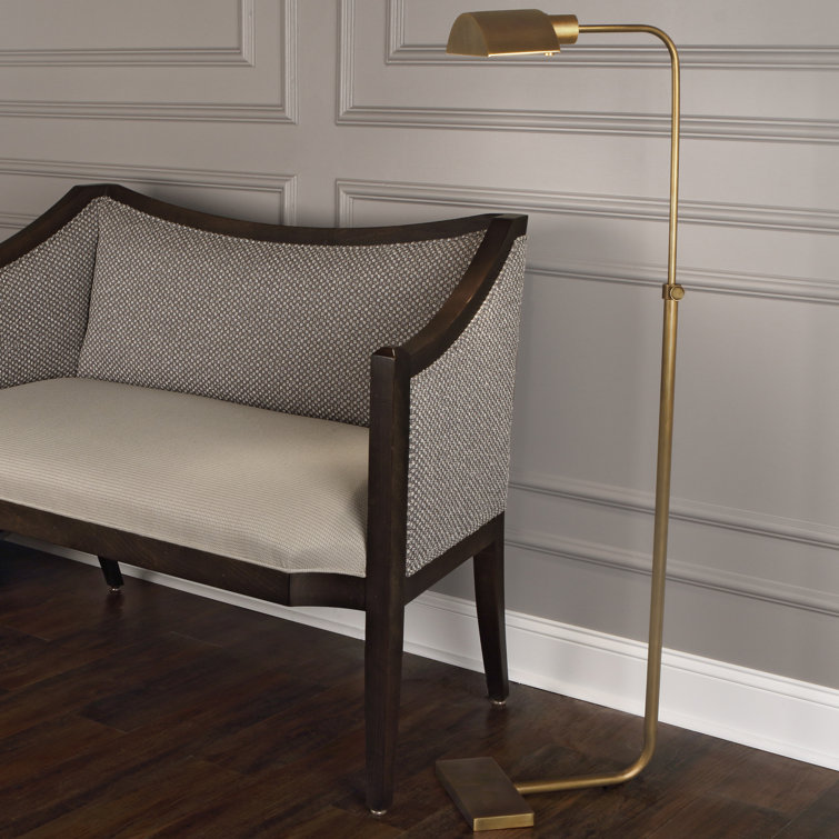 Adjustable Bronze Metal Floor Lamp with Aged Brass Finish