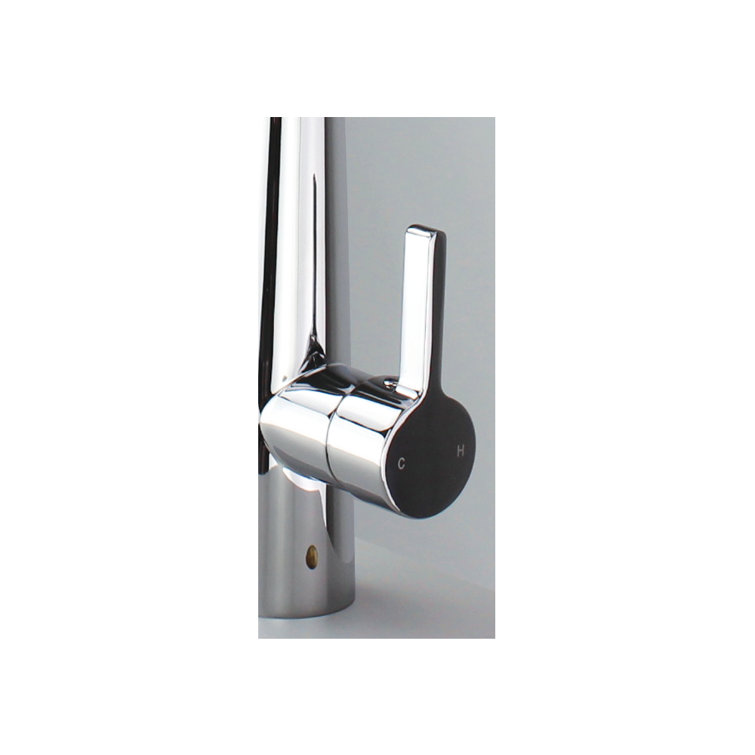 Polished Chrome and Black Single Handle Pull-down Kitchen Faucet