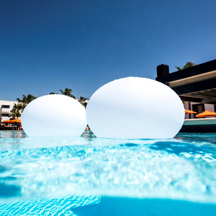 White Polyethylene LED Floating Outdoor Light with Bluetooth