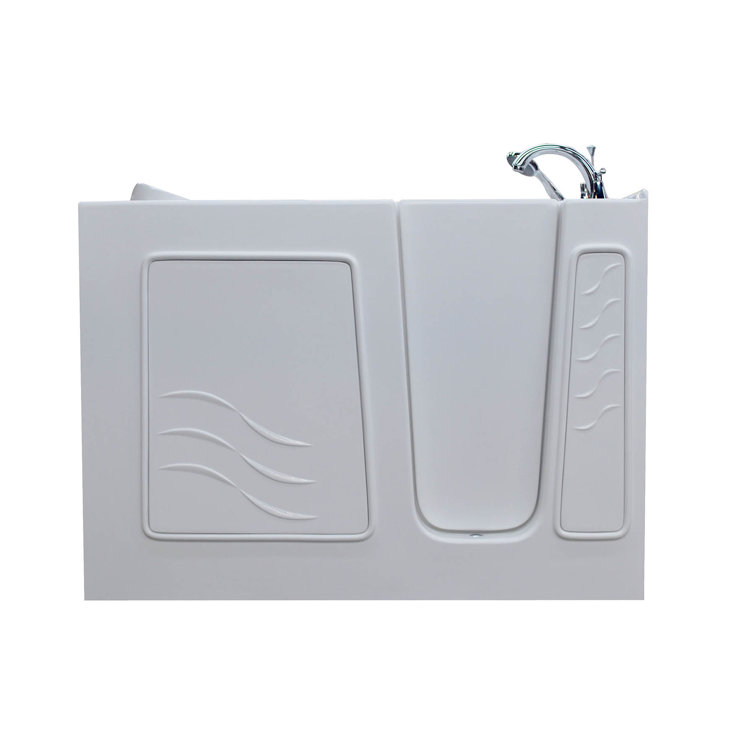 Santa Fe White Fiberglass Walk-In Soaking Bathtub with Faucet