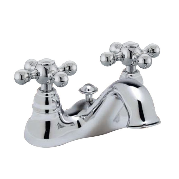 Polished Nickel Brass Traditional Centerset Faucet with Porcelain Handles