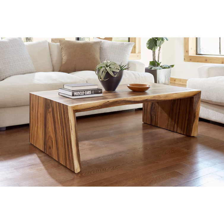 54" Brown Solid Wood Rectangular Coffee Table