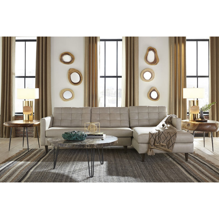 Contemporary Skipping Stone 36" Oval Wood & Metal Side Table