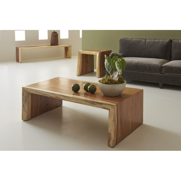 54" Brown Solid Wood Rectangular Coffee Table