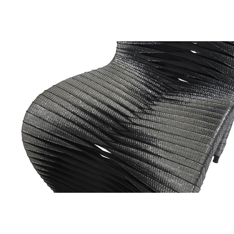 Elevated Silver Metallic Upholstered Wood Side Chair
