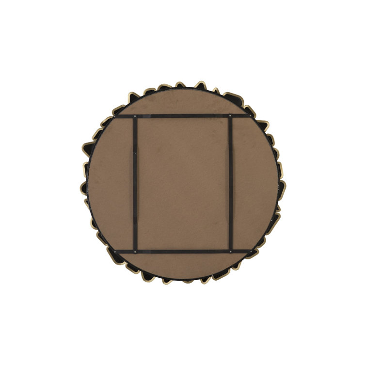 43" Contemporary Pebble Gold Round Wood Accent Mirror