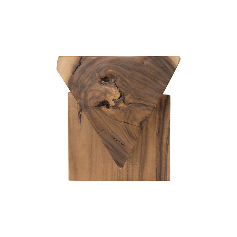 Natural Chamcha Wood Geometric Accent Bench