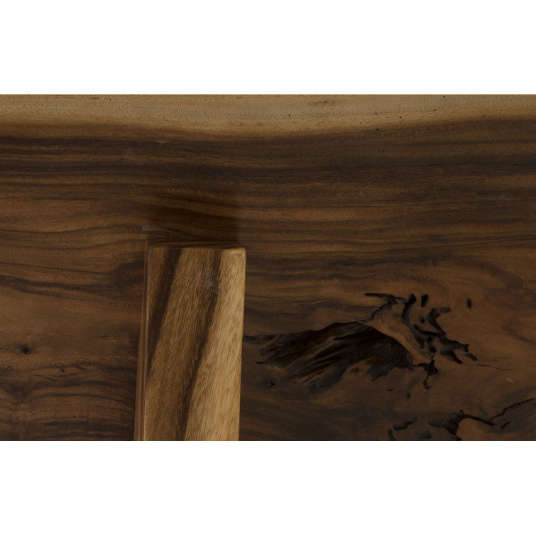 Natural Chamcha Wood Geometric Accent Bench
