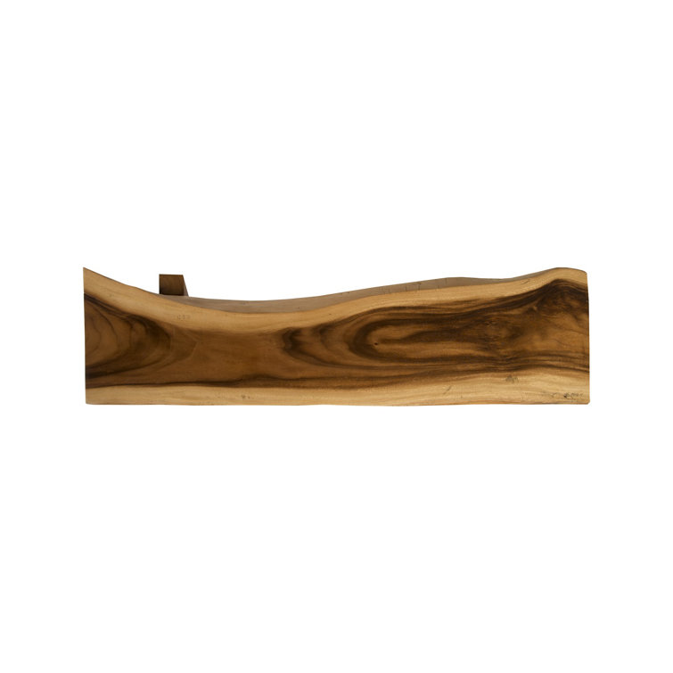 Natural Chamcha Wood Geometric Accent Bench