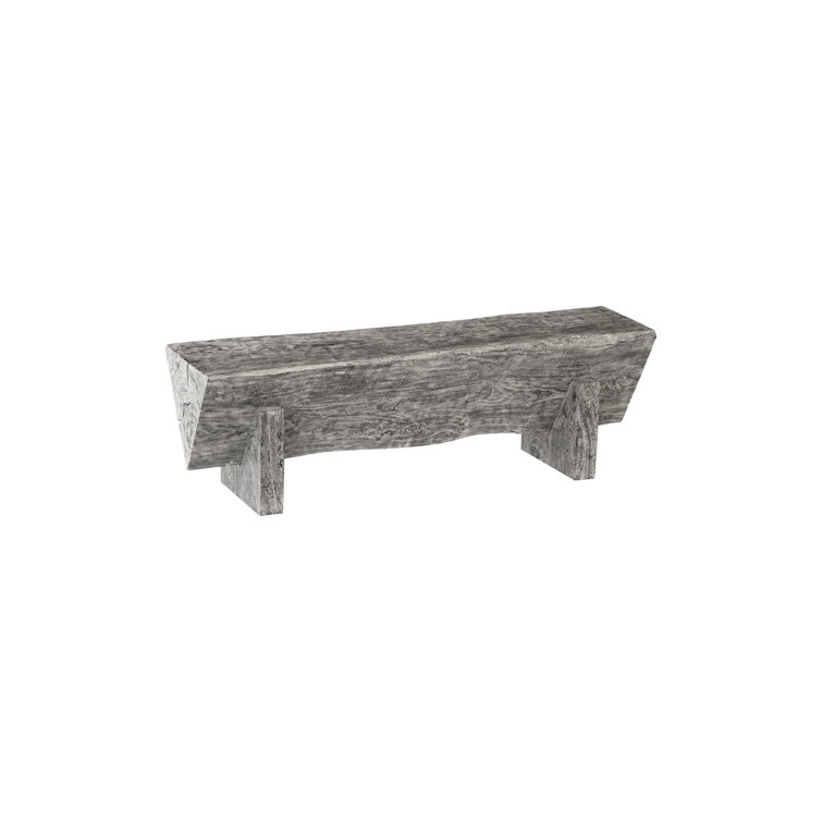 Contemporary Gray Stone Chamcha Wood 60'' Upholstered Bench