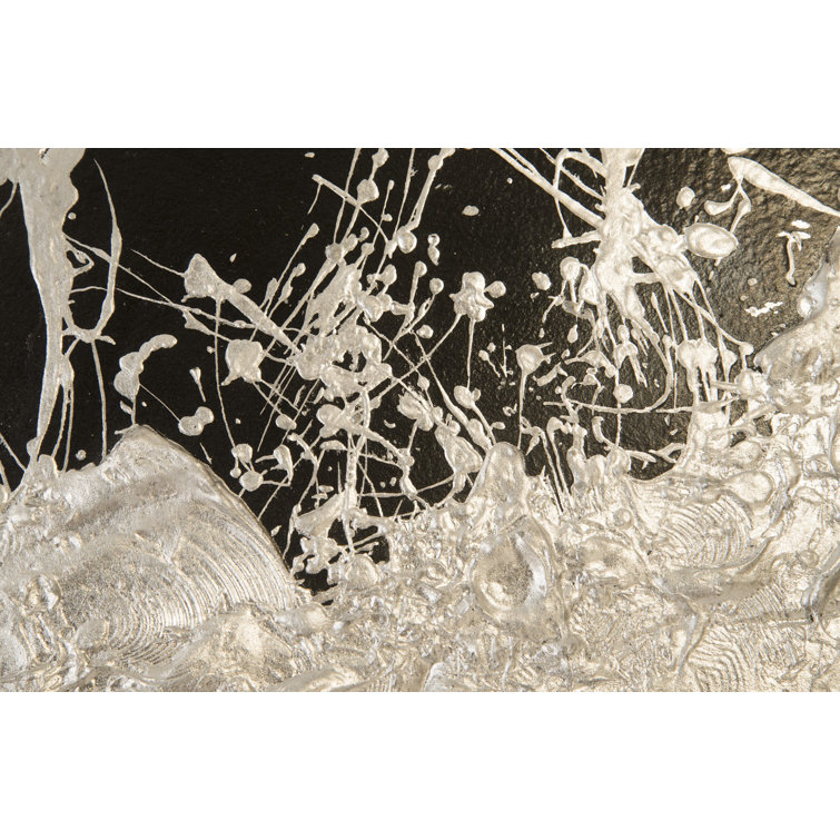 Modern Organic Black and Silver Leaf Wood Wall Tile
