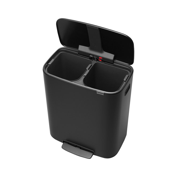 Matte Black Dual Compartment Pedal Kitchen Trash Can