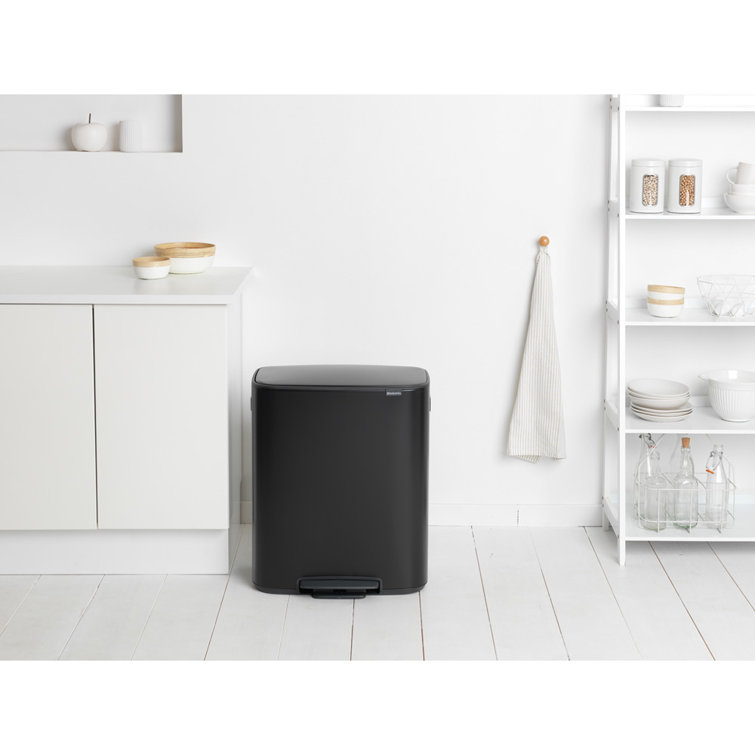 Matte Black Dual Compartment Pedal Kitchen Trash Can