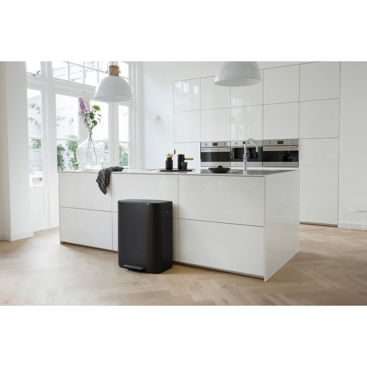 Matte Black Dual Compartment Pedal Kitchen Trash Can