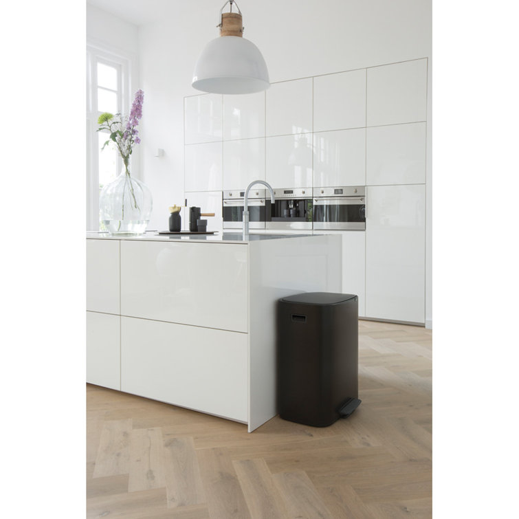 Matte Black Dual Compartment Pedal Kitchen Trash Can