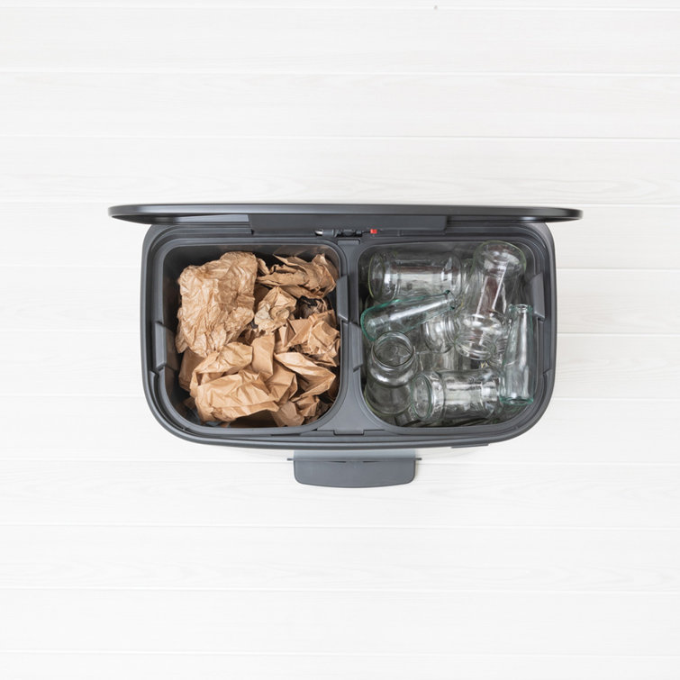 Matte Black Dual Compartment Pedal Kitchen Trash Can