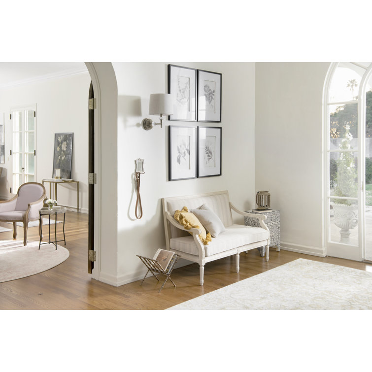 Ivory and Gold Floral Hand-knotted Area Rug