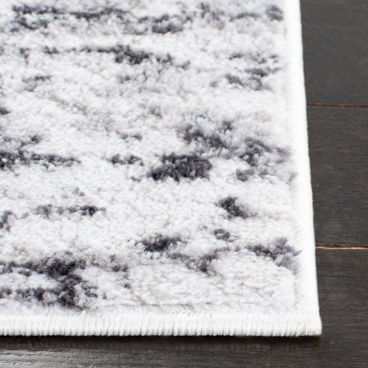 Amelia Light Grey and Charcoal Abstract Synthetic Rug 2'2" x 4'