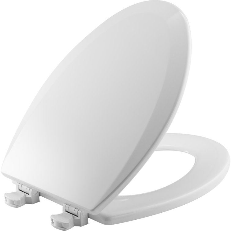 White Elongated Molded Wood Toilet Seat