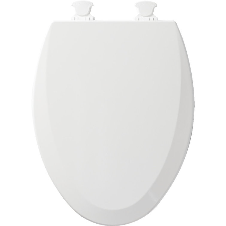 White Elongated Molded Wood Toilet Seat