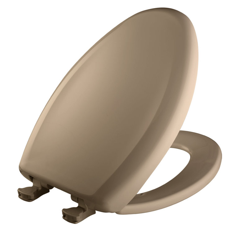 Sand Elongated Plastic Toilet Seat with Whisper-Close Lid