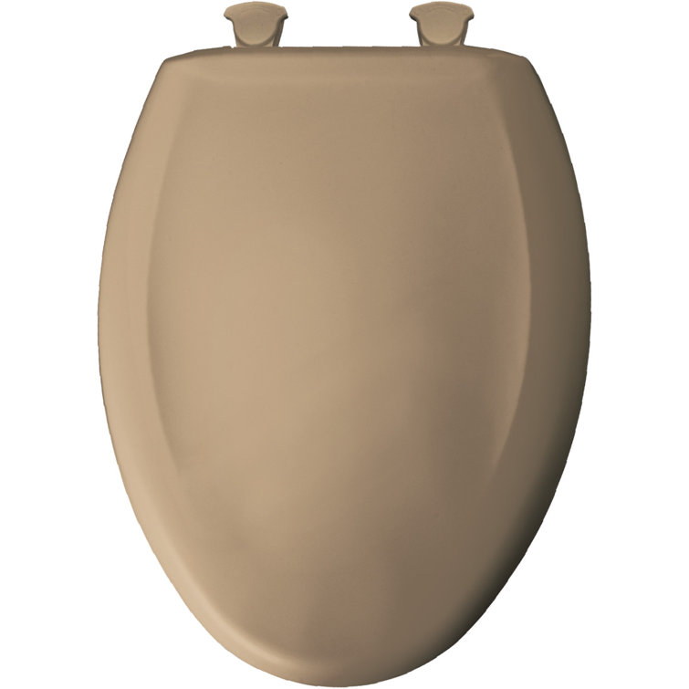 Sand Elongated Plastic Toilet Seat with Whisper-Close Lid