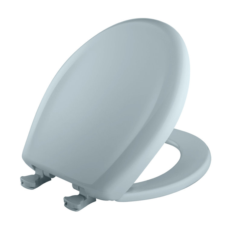 Heron Blue Round Plastic Slow-Close Toilet Seat with Whisper-Close Hinge