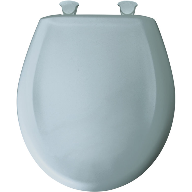 Heron Blue Round Plastic Slow-Close Toilet Seat with Whisper-Close Hinge
