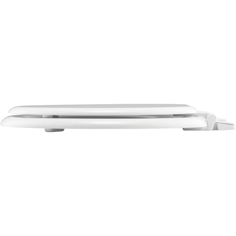 White Round Enameled Wood Toilet Seat with Top-Tite Hinge