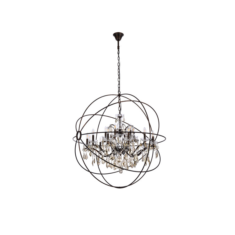 Geneva Dark Bronze 18-Light Crystal Globe Chandelier